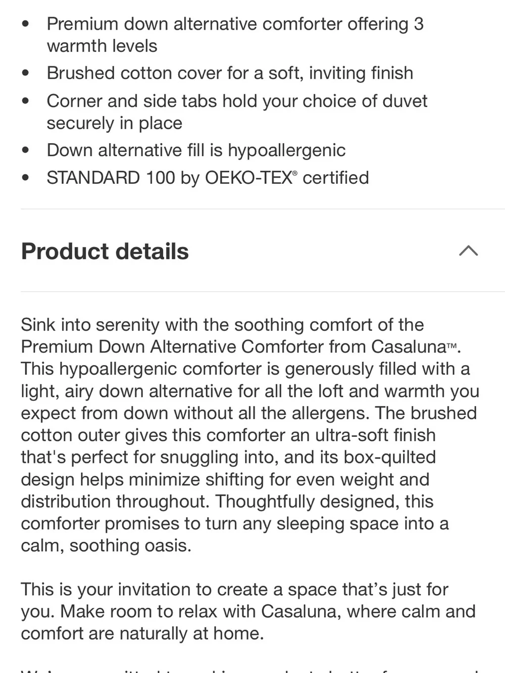 Casaluna King All-Seasons Down Alternative Comforter White
